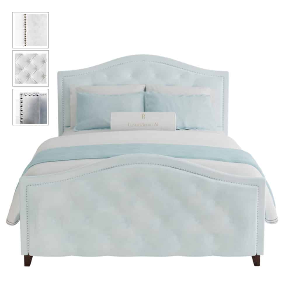 błękitne eleganckie łóżko styl nowojorski